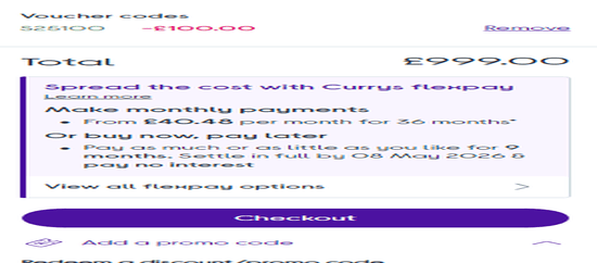 Currys discount applied