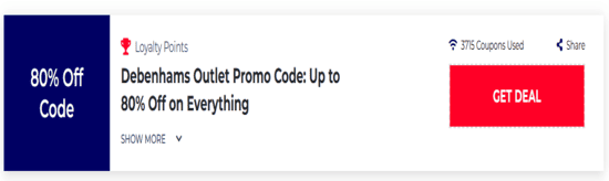 Promo Debenham Code