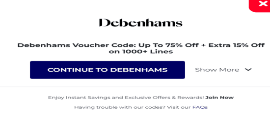 Copy Debenhams Promo